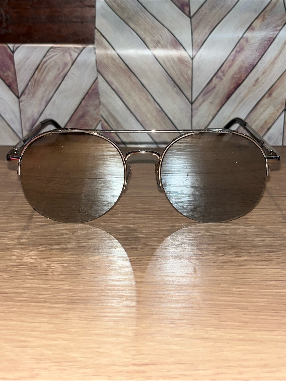 Vans top down half rim mirrored  Round silver Sunglasses scratched lenses